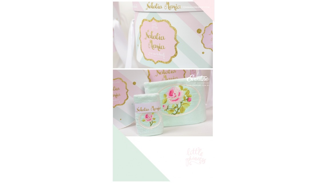 Trusou de botez pentru fete sau baieti modern, Pink & Mint 11